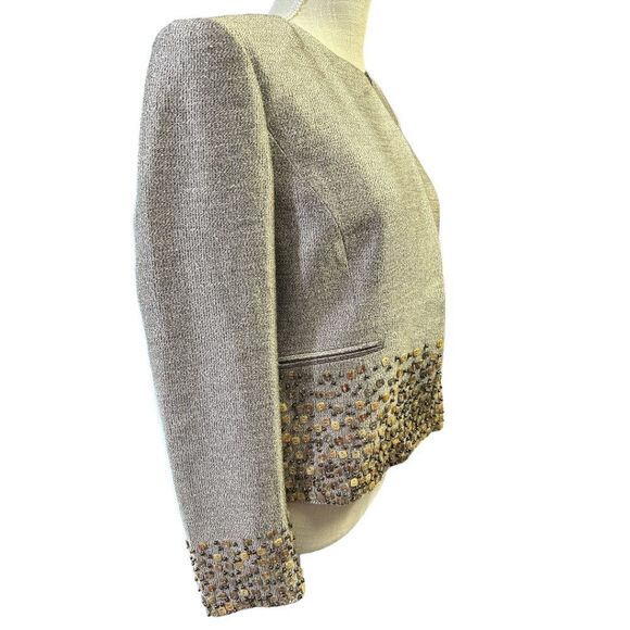 Linda Allard Ellen Tracy Silk Blend Beaded Blazer Jacket Size 6 Petite - Picture 3 of 13